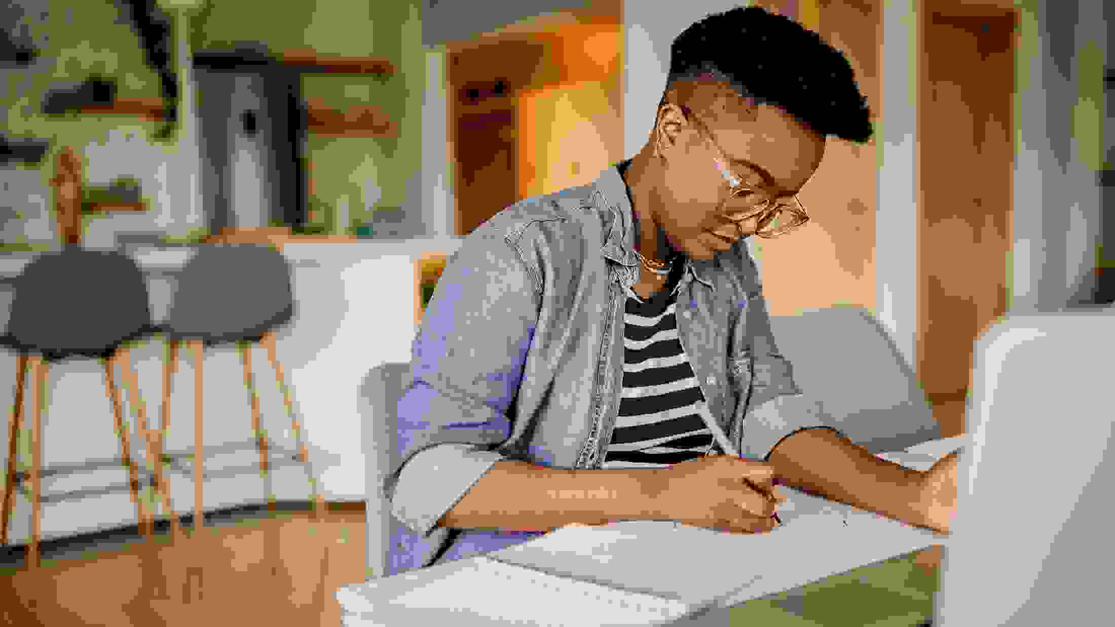 Young woman working from home