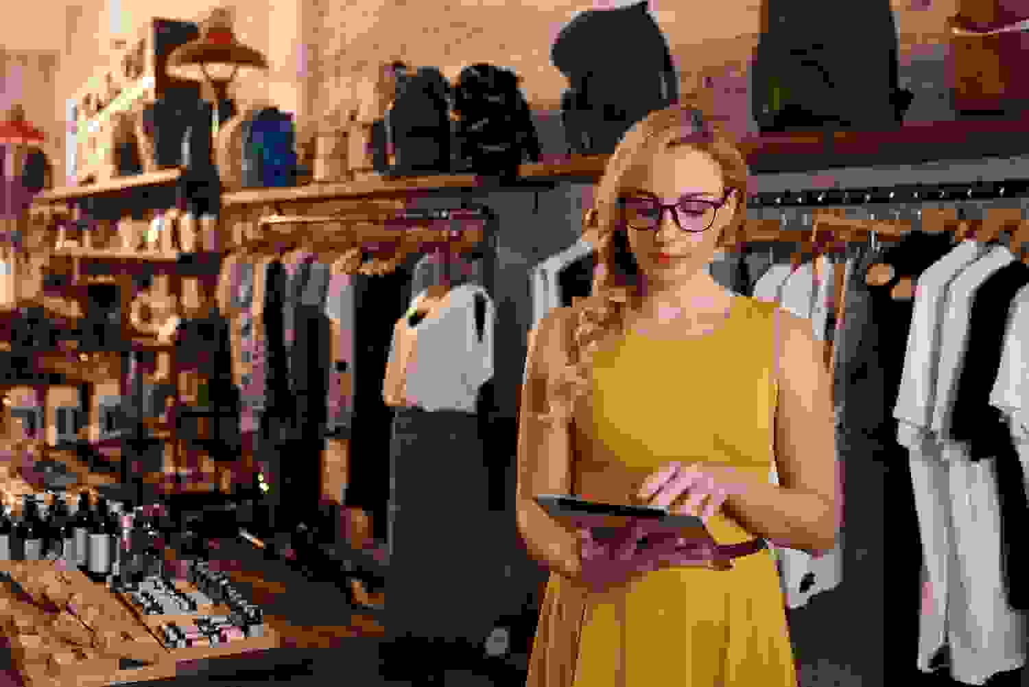 Shop woman tablet