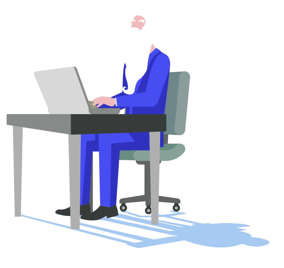 Wizard at computer