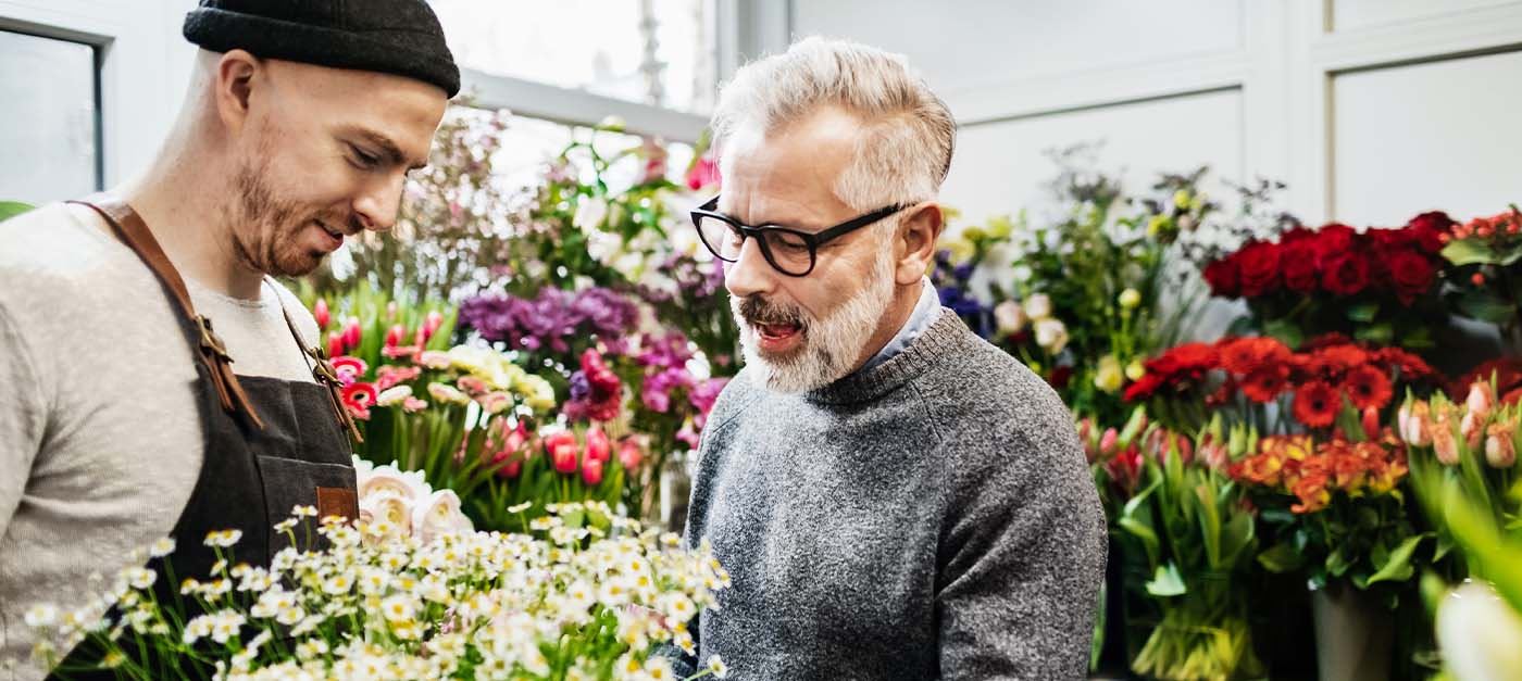 A man working in a flower shop