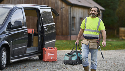 Tradesman and AXA Customer, Steve Follard, heading to work