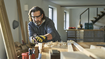 Tradesman, Steve Hollands, hard at work in his joinery business