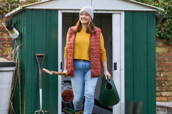 bryony working in garden shed