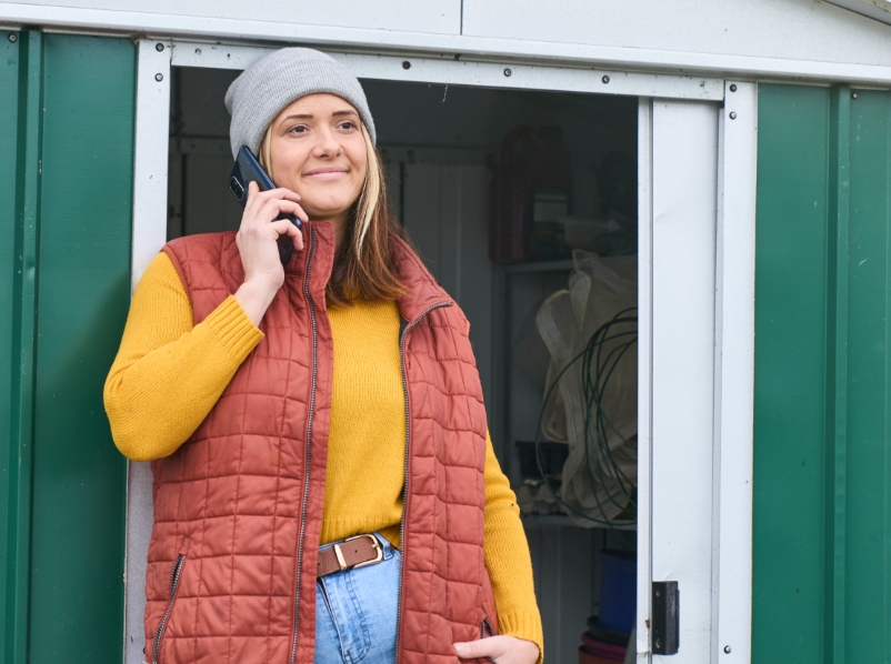 bryony on her mobile phone