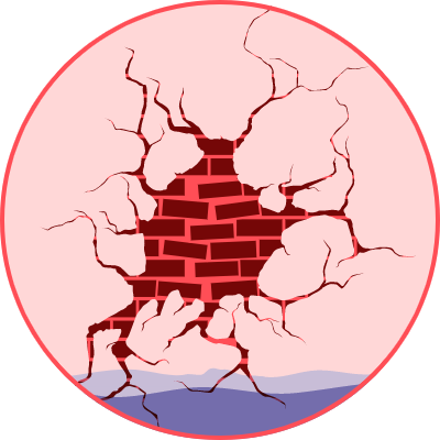 Wall with brickwork damage