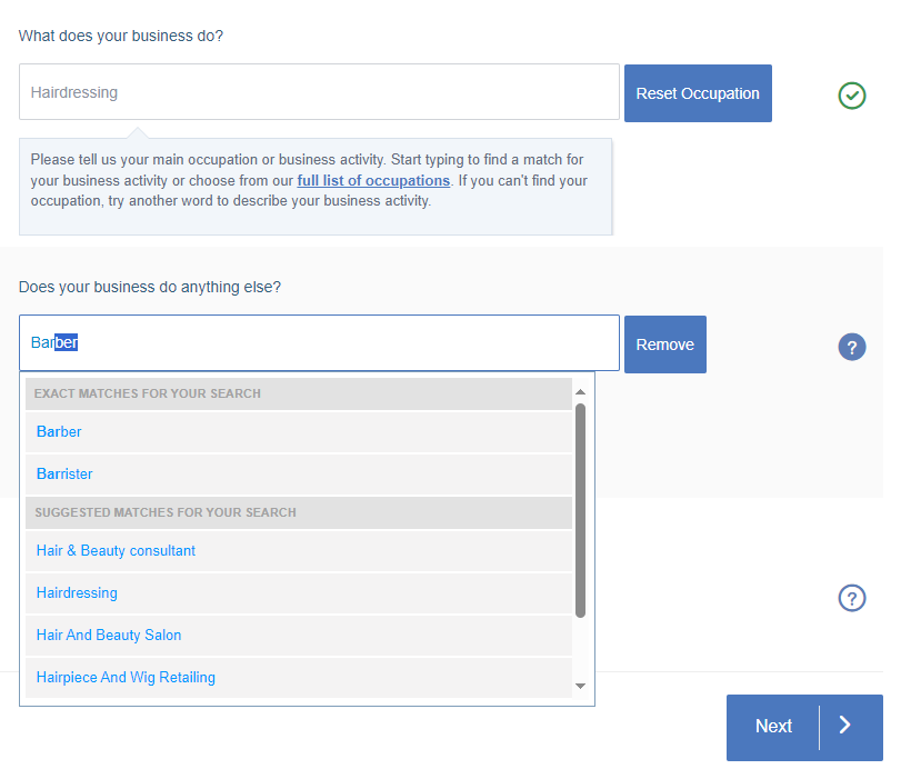 How to add a second occupation when getting an AXA Business Insurance quote