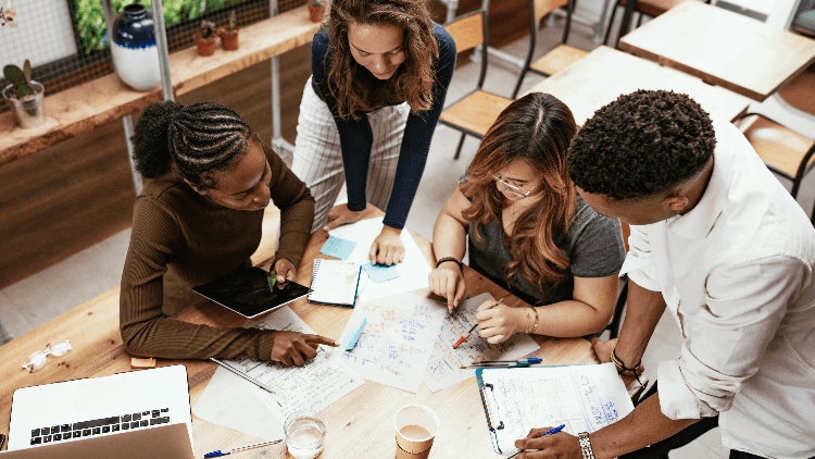Group of office workers having a meeting