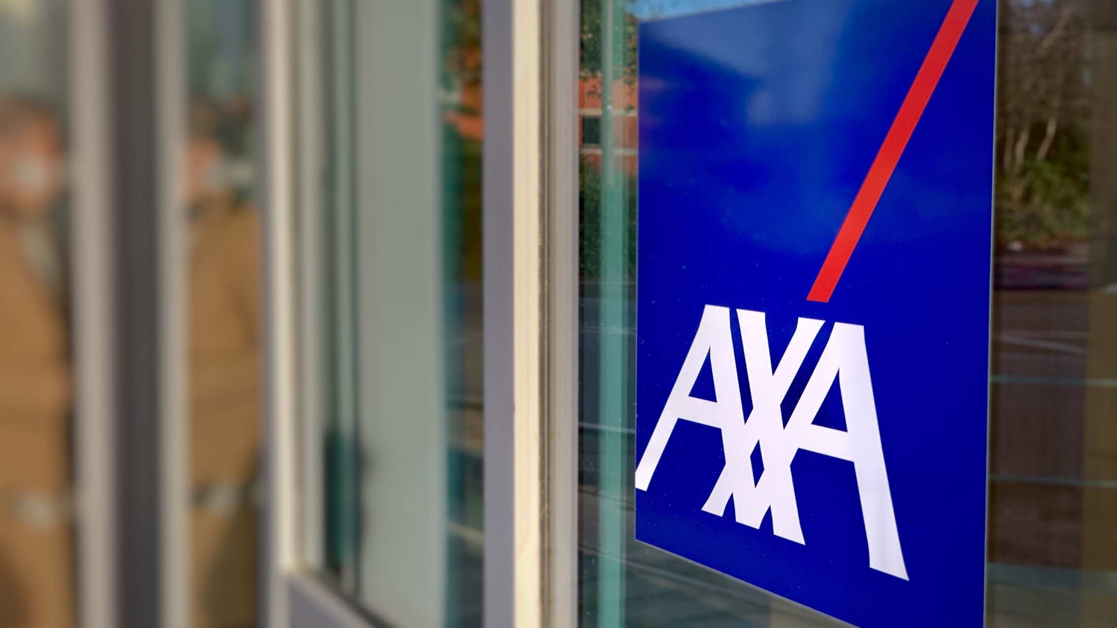 AXA logo on outside of glass door