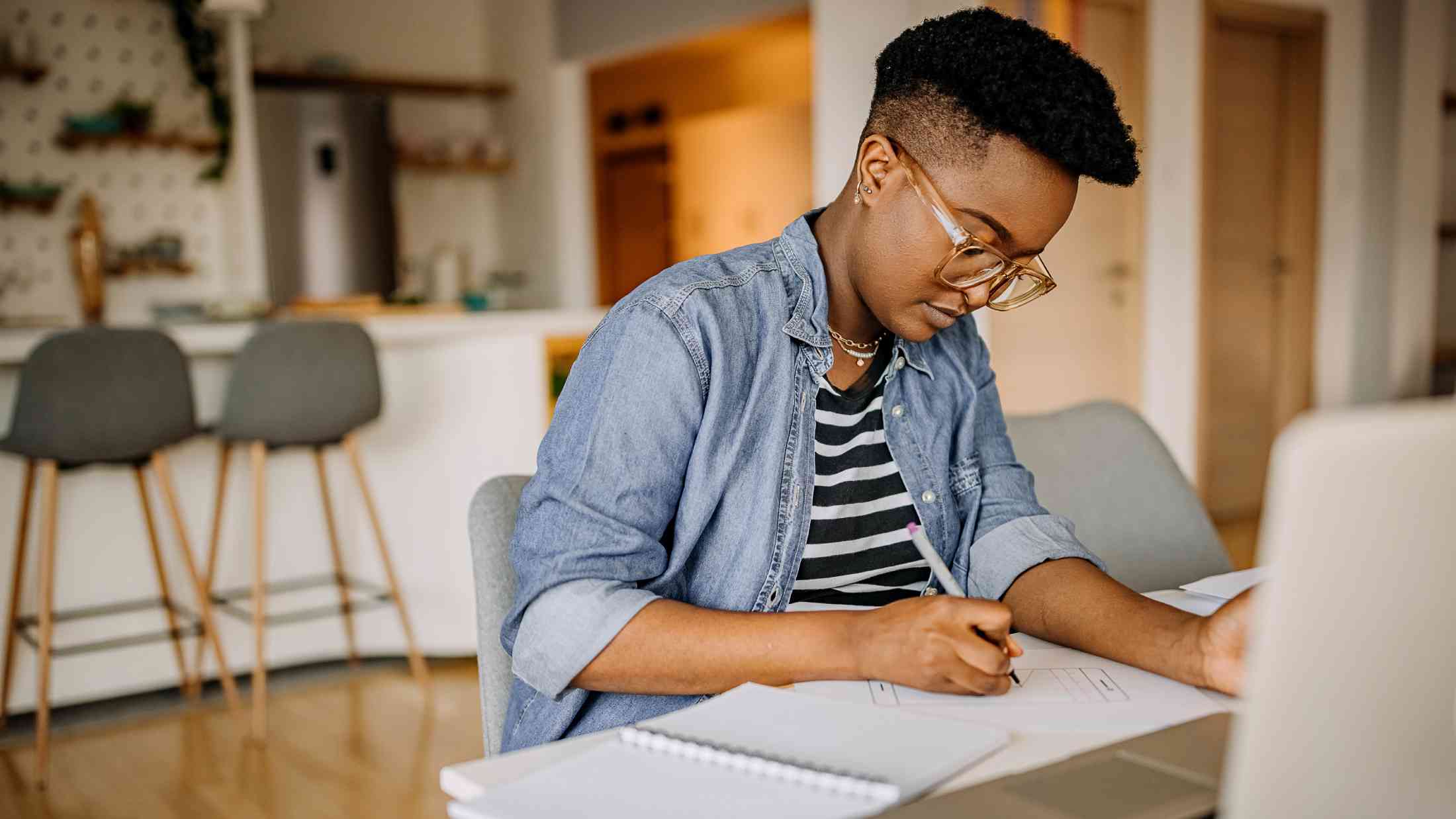 Young woman working from home