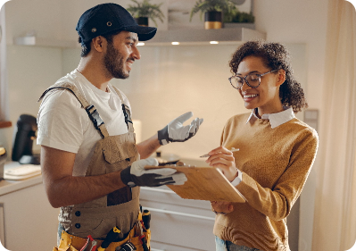 electrician communicating with team