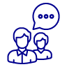 Icon of two people with a speech bubble above them
