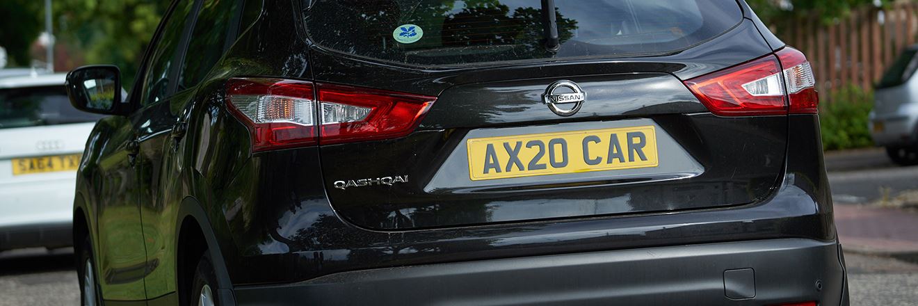A car with its number plate in view