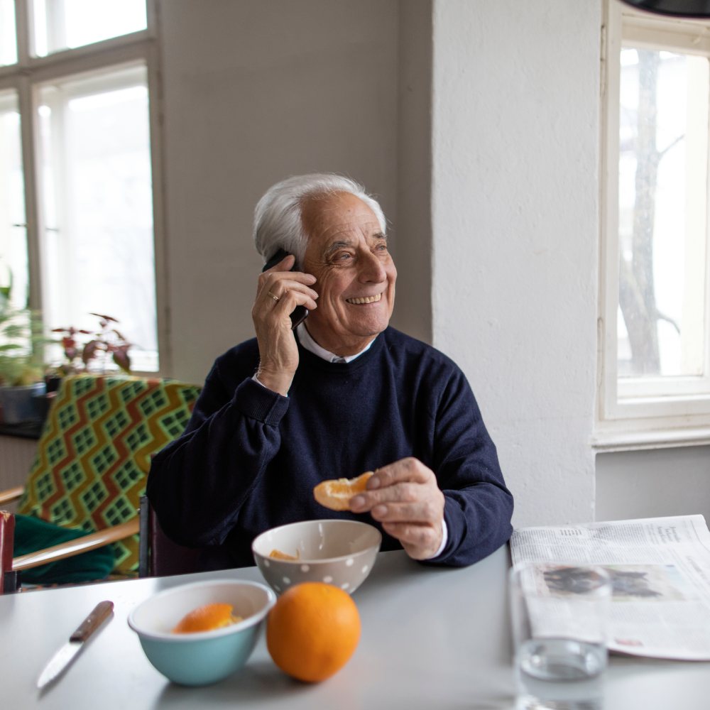 A man on phone at home