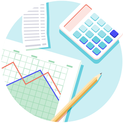 Illustration of a calculator and a spreadsheet