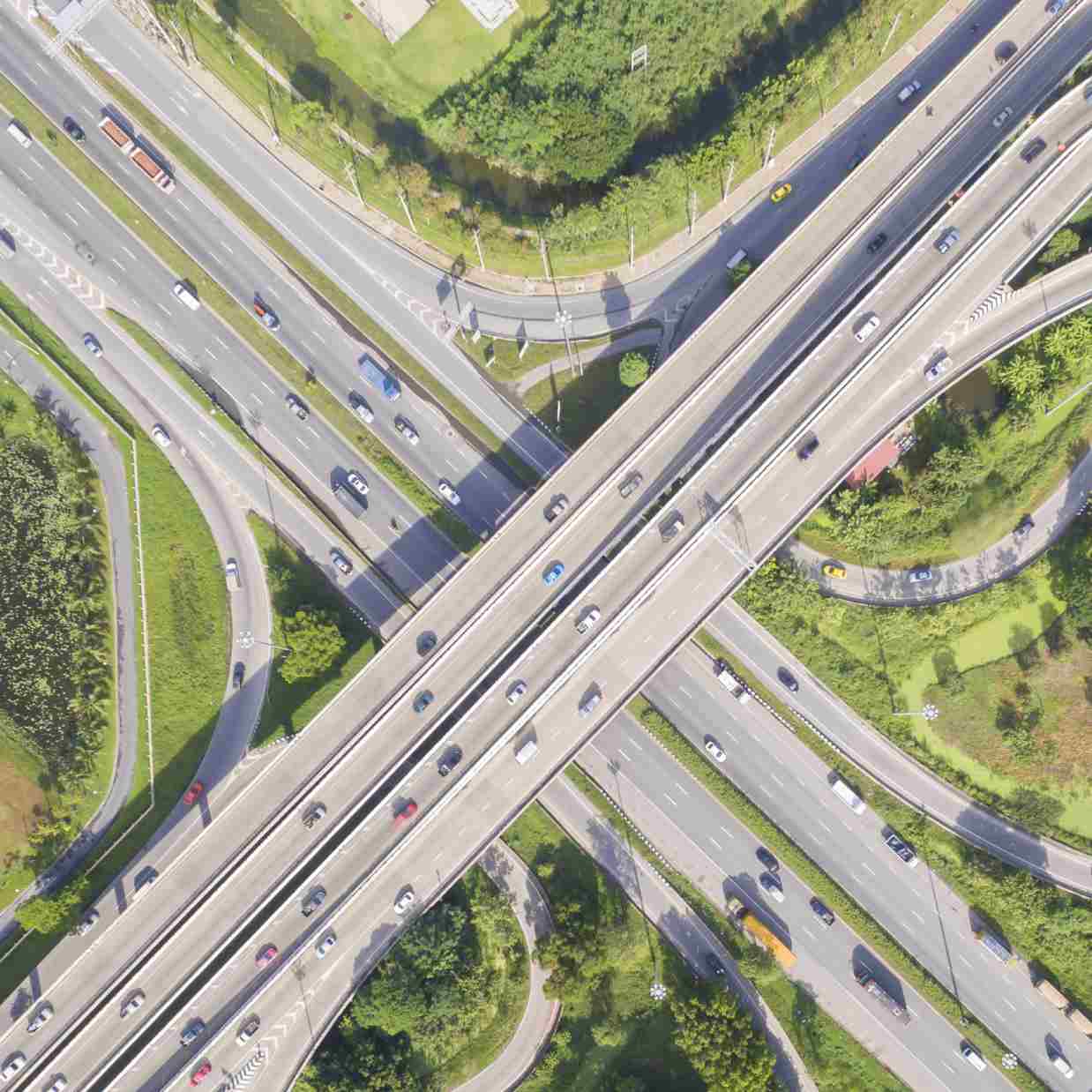 Aerial view of slip roads