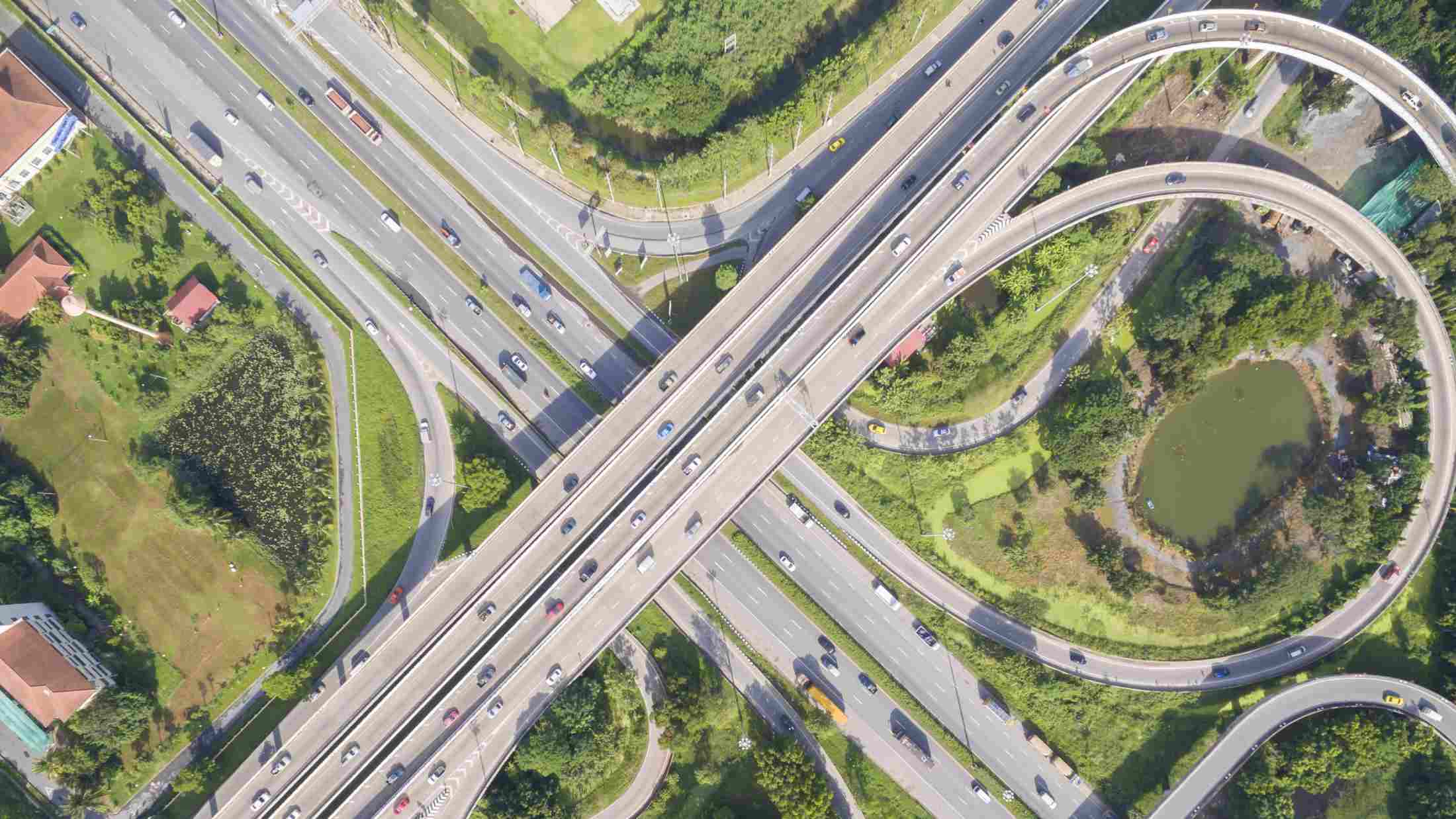 aerial view of slip roads 