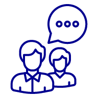 Icon of two people with a speech bubble above them