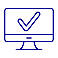 Icon of a desktop computer screen with a tick inside it