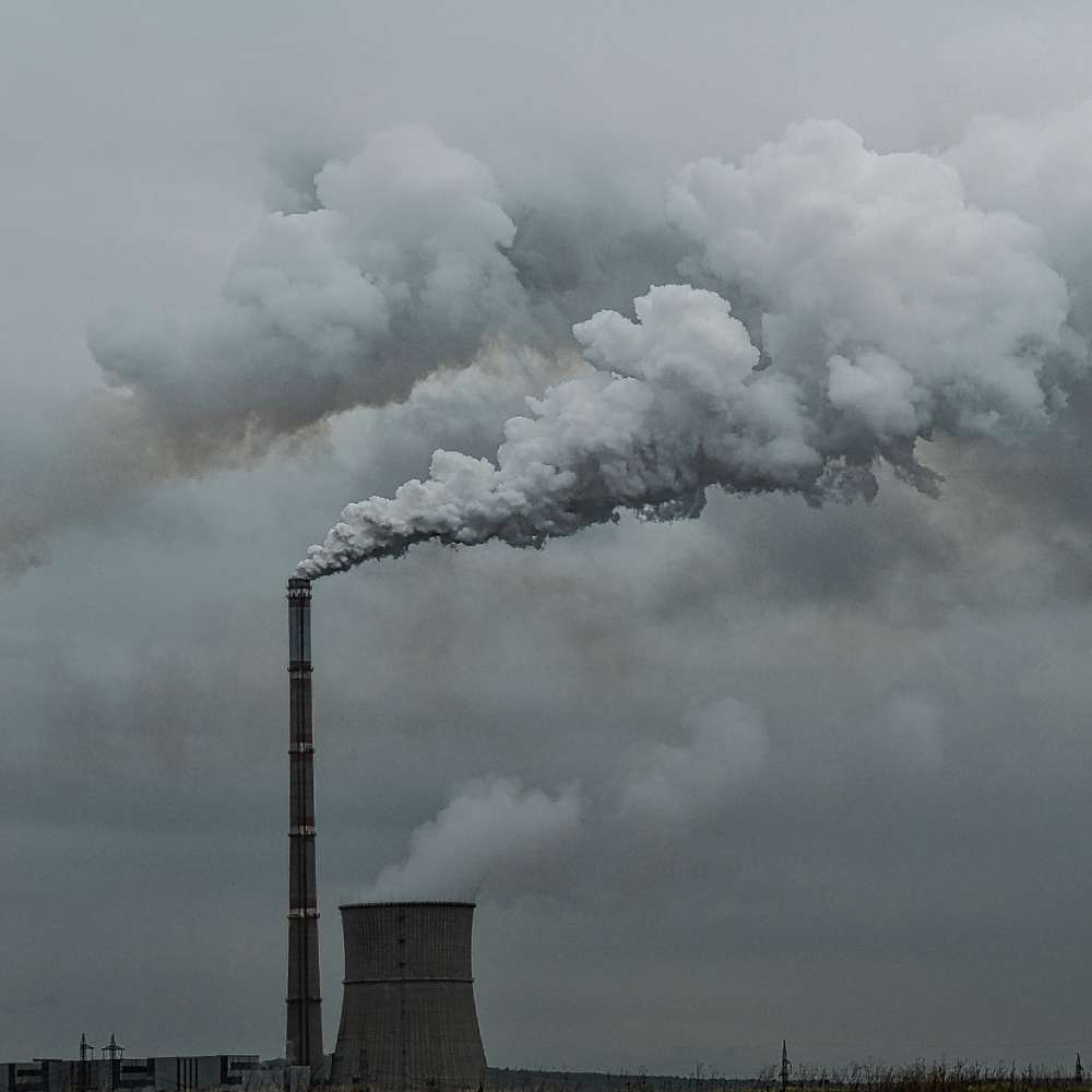 Smoke pollution from industrial chimneys