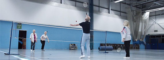 Members of the Merton Dementia Hub playing badminton