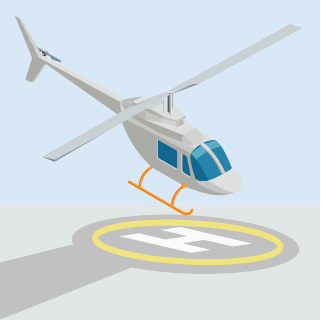 Illustration of a helicopter landing on a helipad