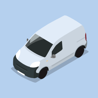 Illustration of a white company van