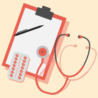 Illustration of a stethoscope on a clipboard