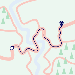 Illustration of a map showing route between two places