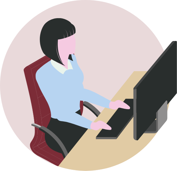 illustration of a woman working at a computer