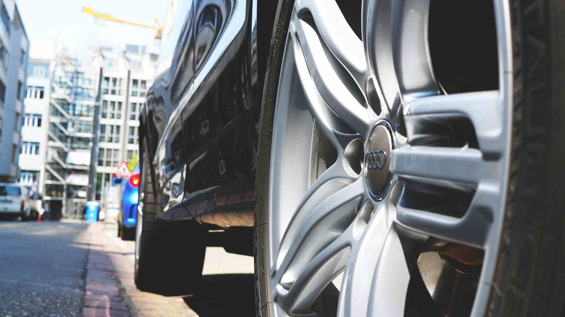 Black Audi car with alloy wheels