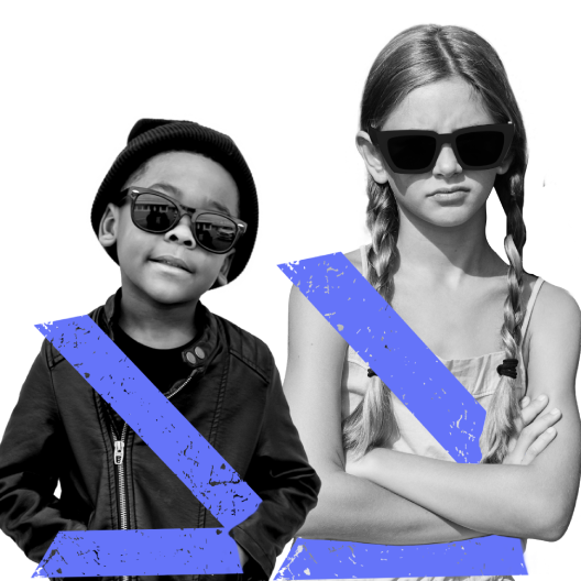 Boy and girl wearing seat belts