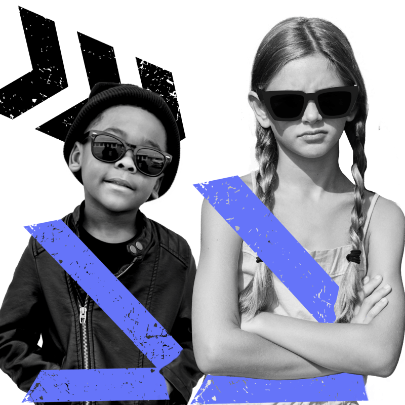 Boy and girl wearing seat belts
