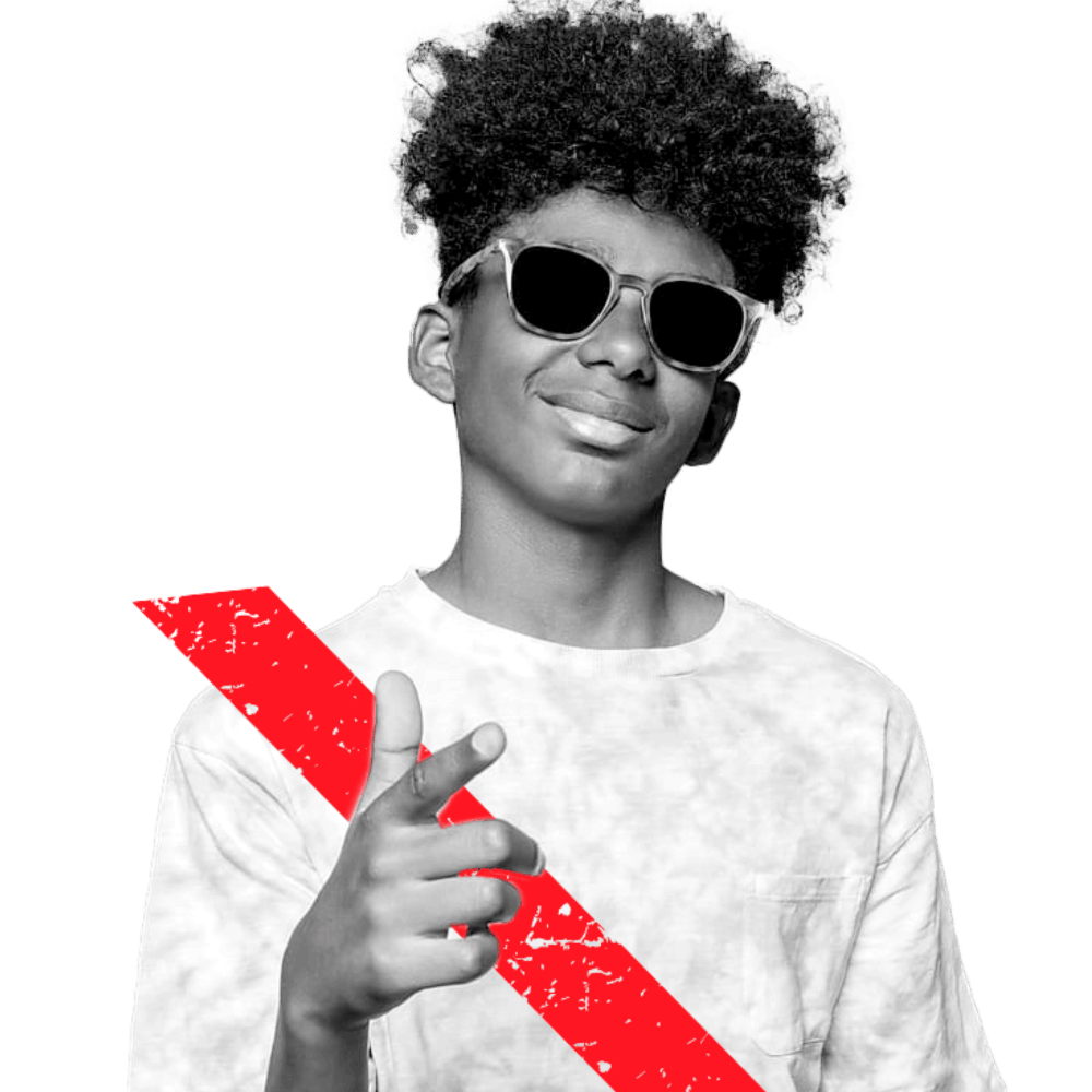 A boy wearing a seat belt