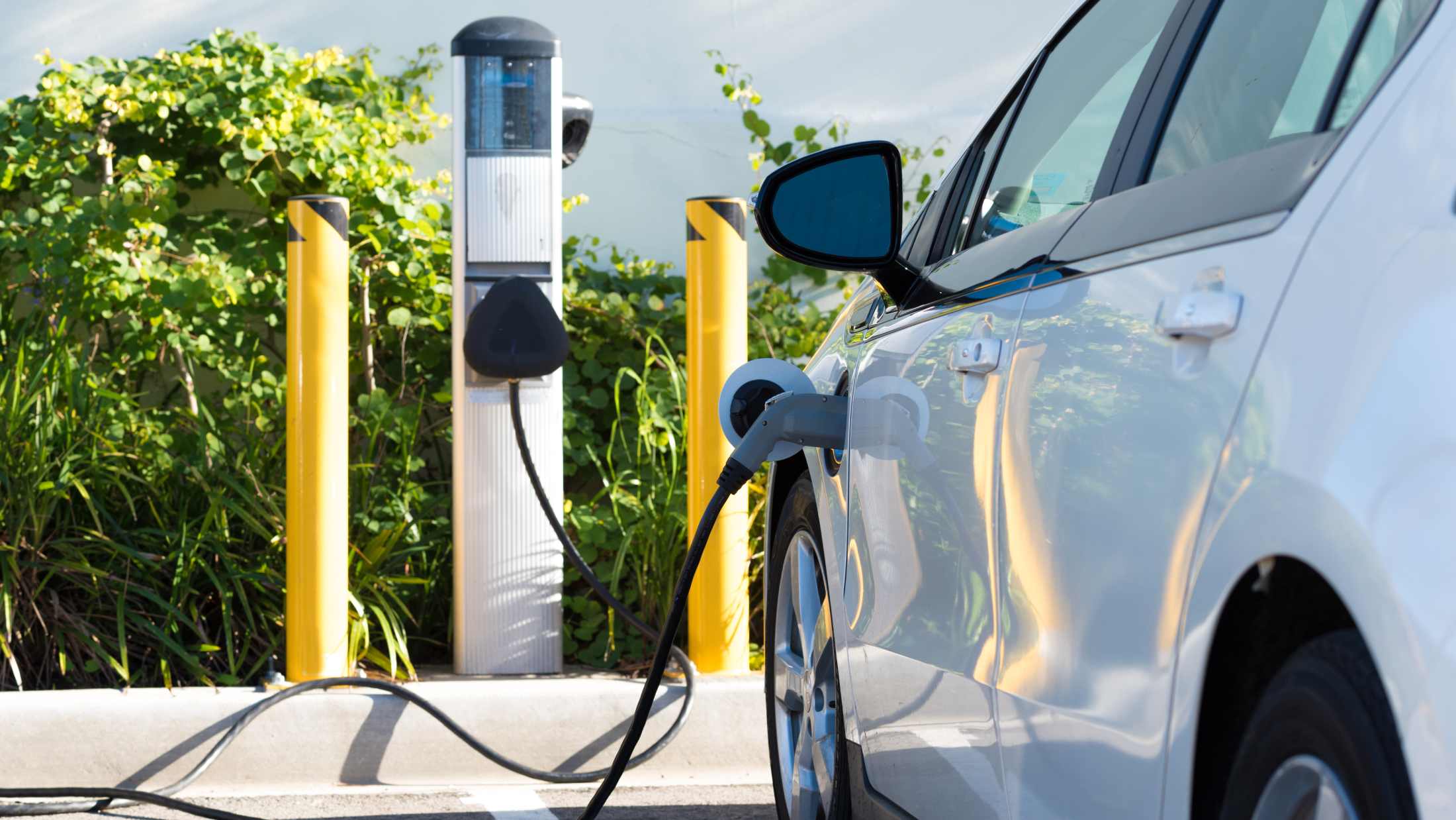 Electric car at a charging station