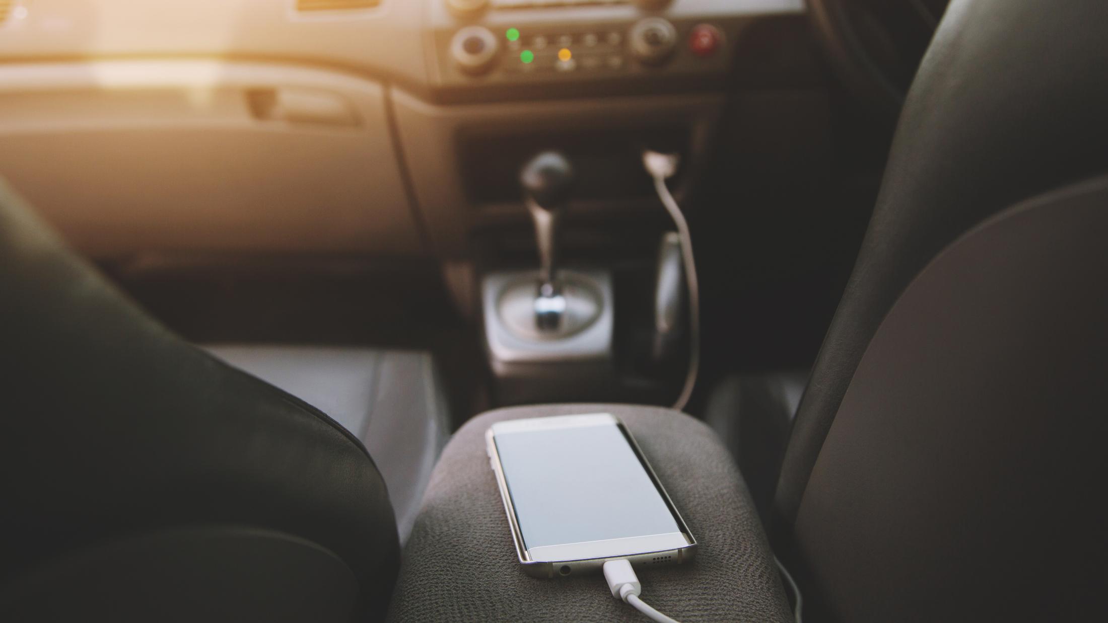 Mobile phone charging in car