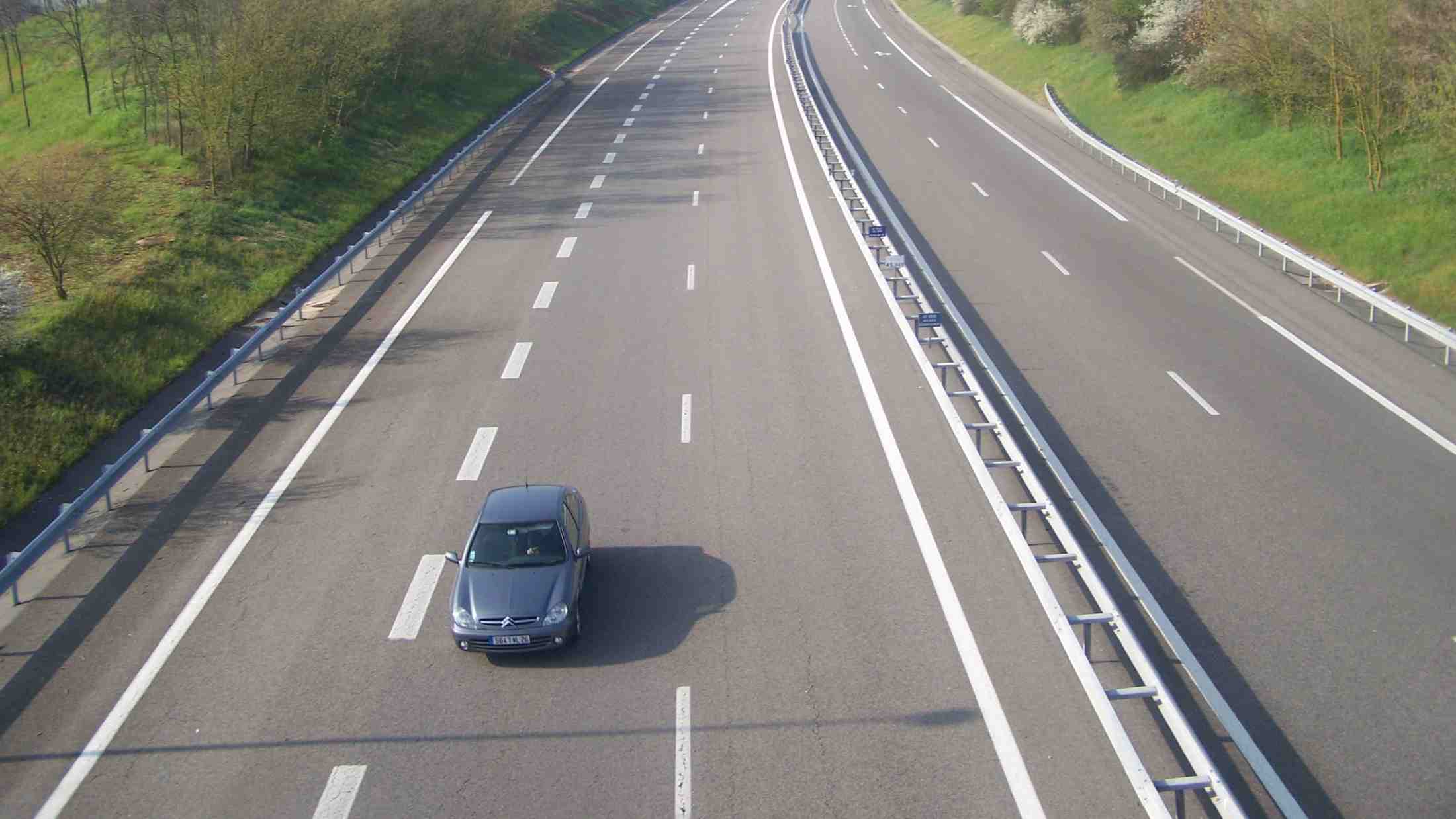 A car driving on the french motorway