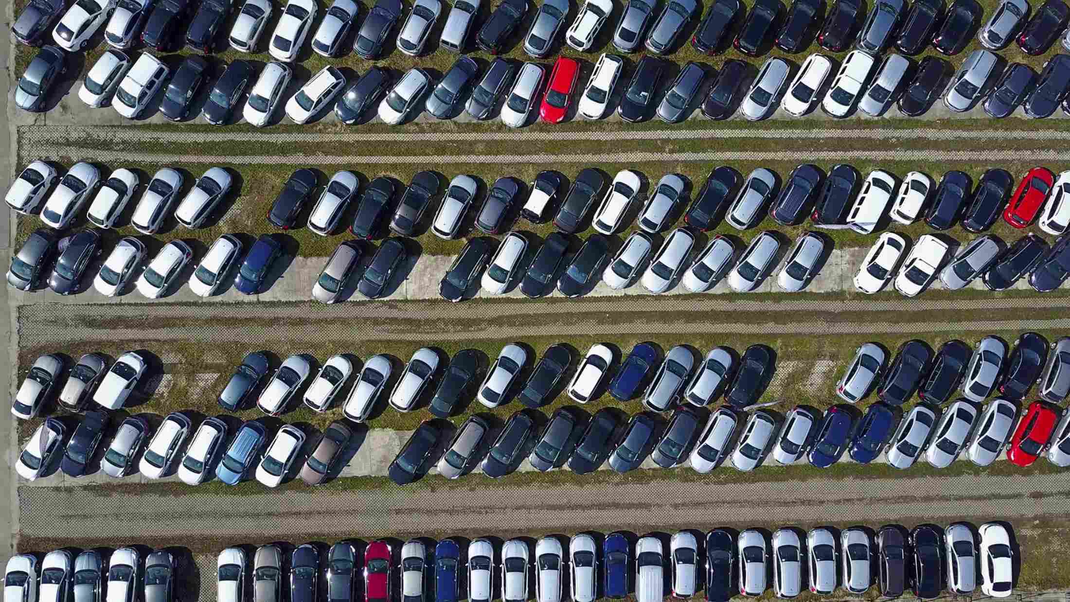 Used cars in a car park