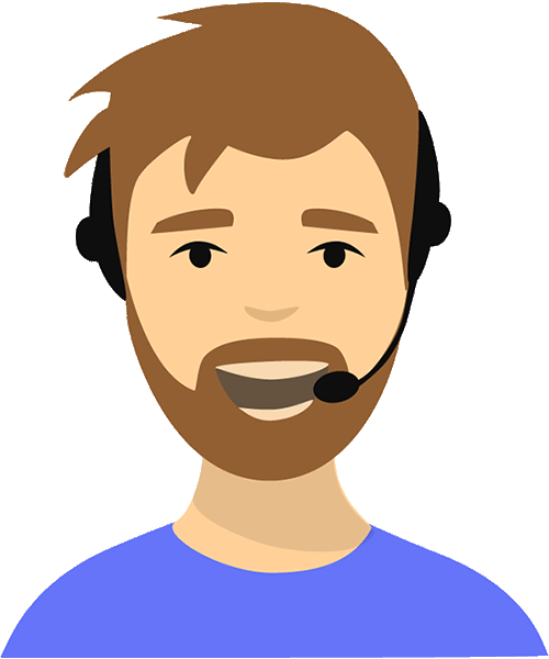 Illustration of a male AXA Customer Services agents wearing a headset