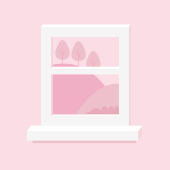A pictogram of a window view