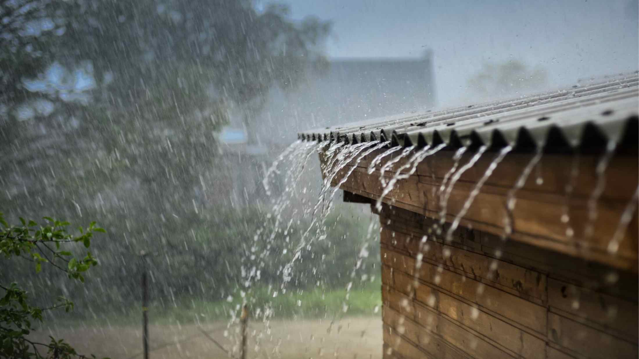 Rain falling on to roof