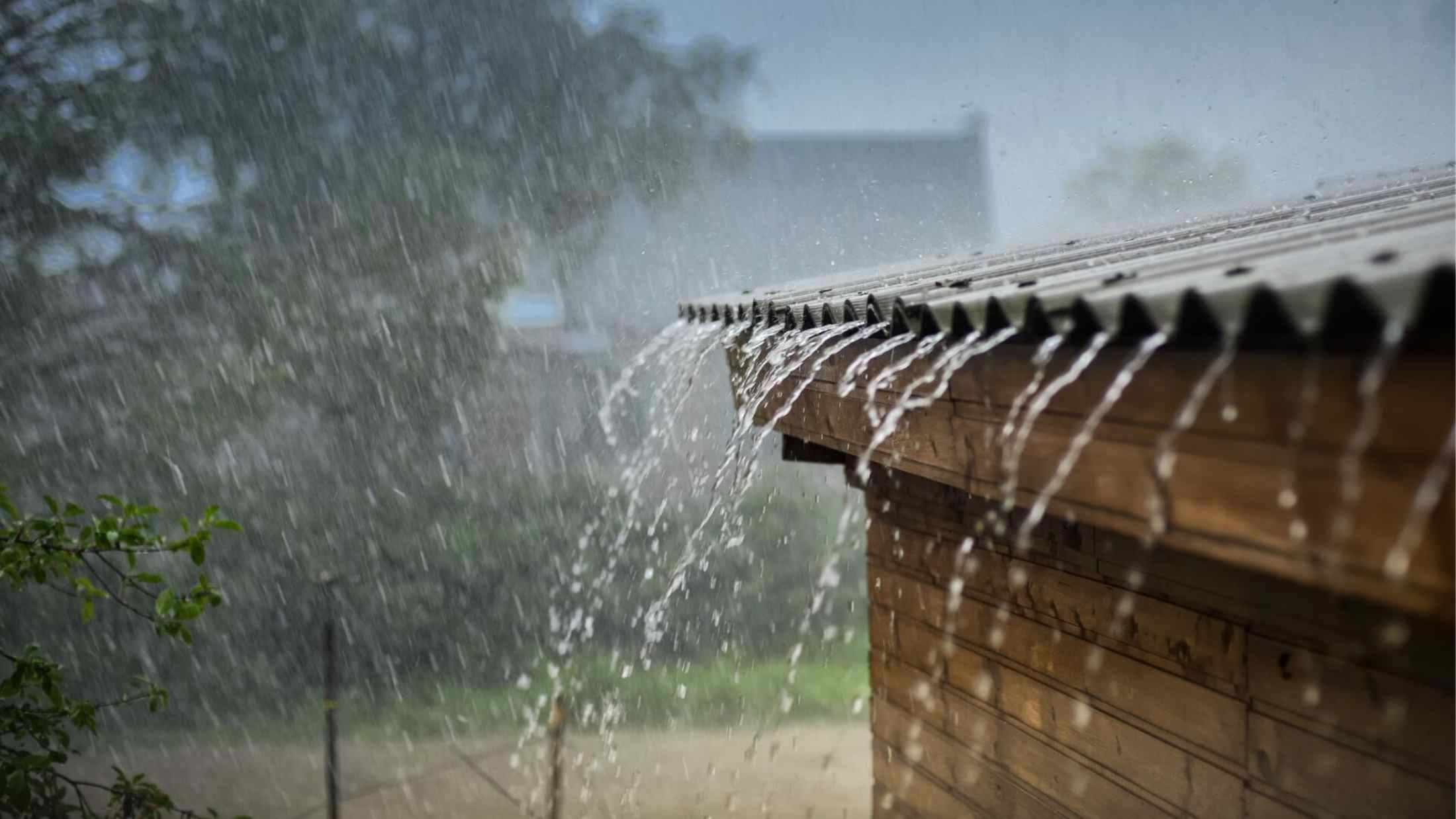 Rain falling on to roof