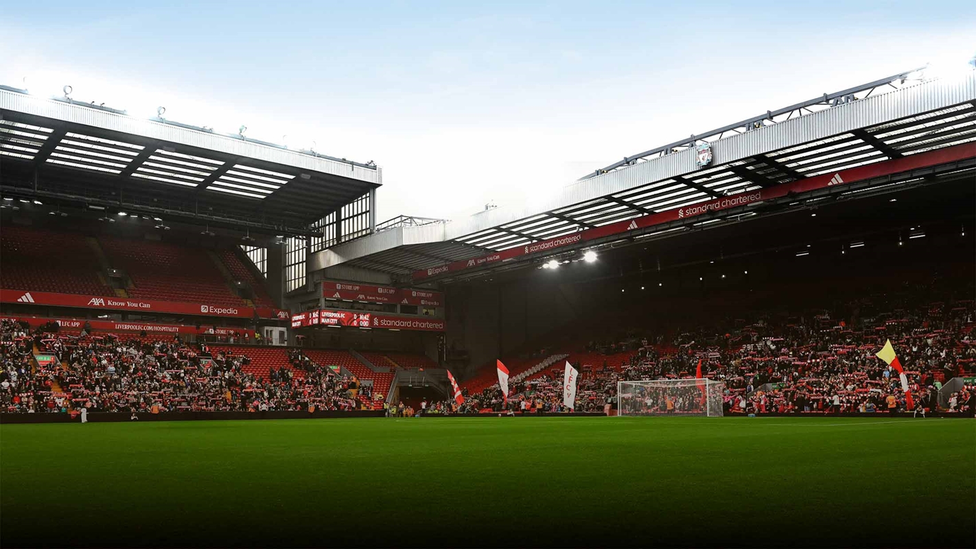 Anfield Stadium with crowd ahead of a Liverpool FC match