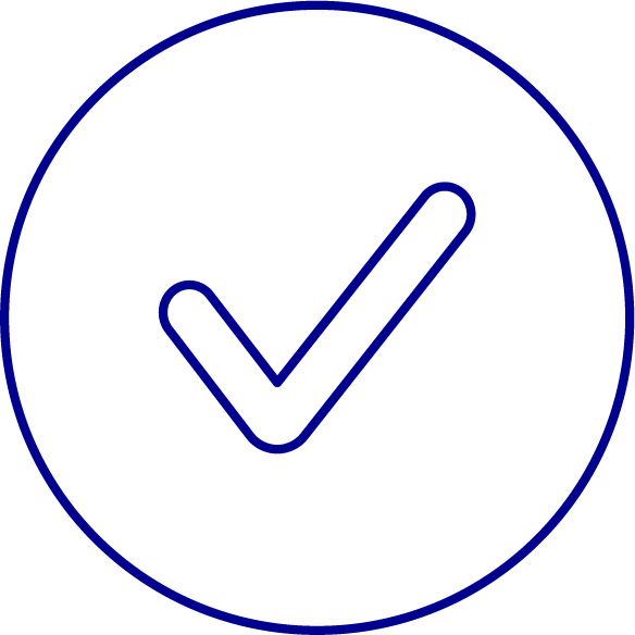 Blue circle with a tick mark in the center