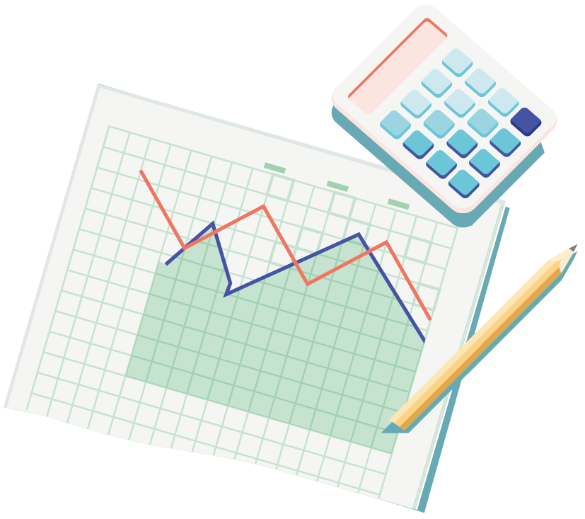 A graph, pencil and calculator