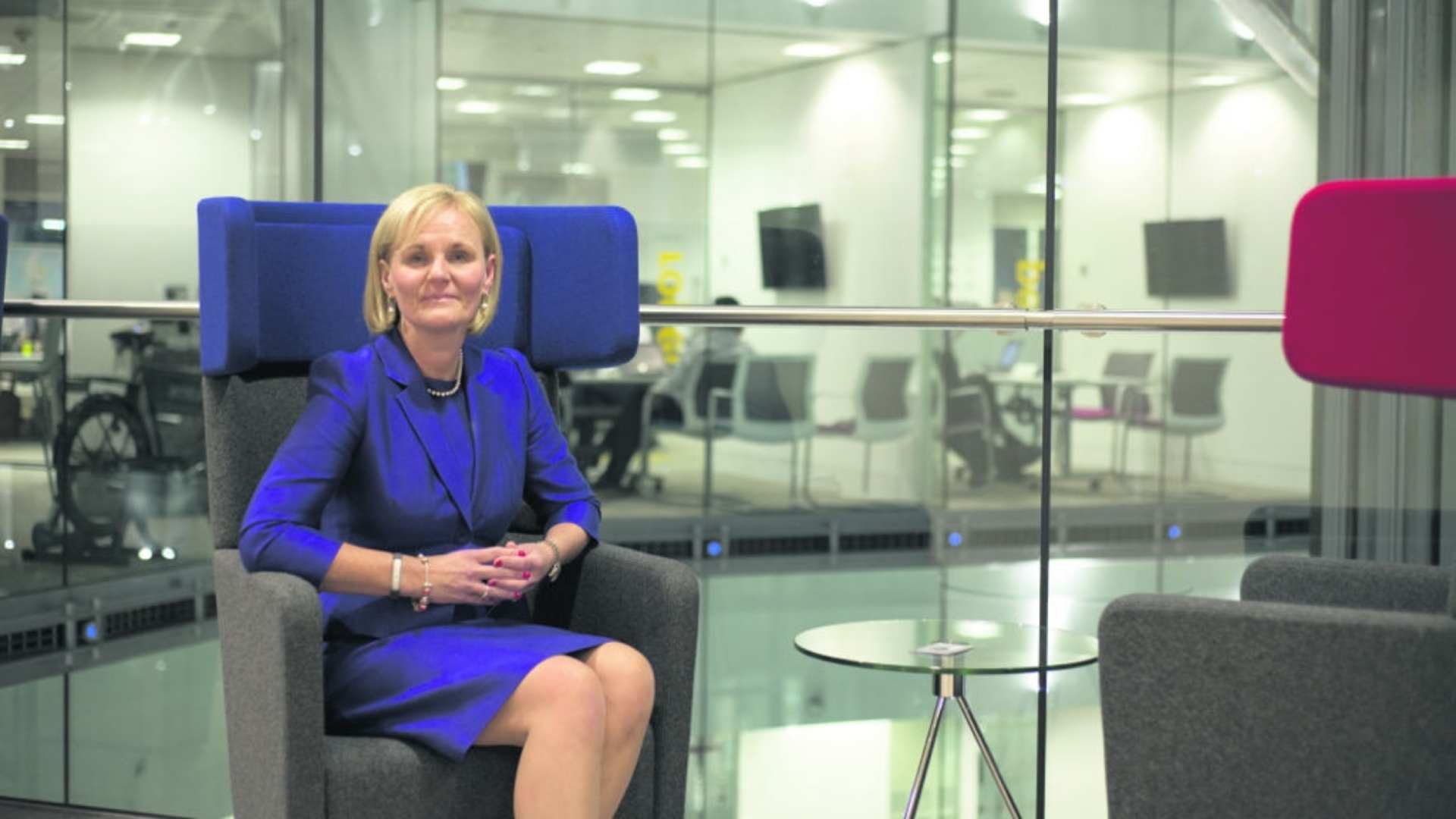 Amanda Blanc sat in Old Broad Street office reception area