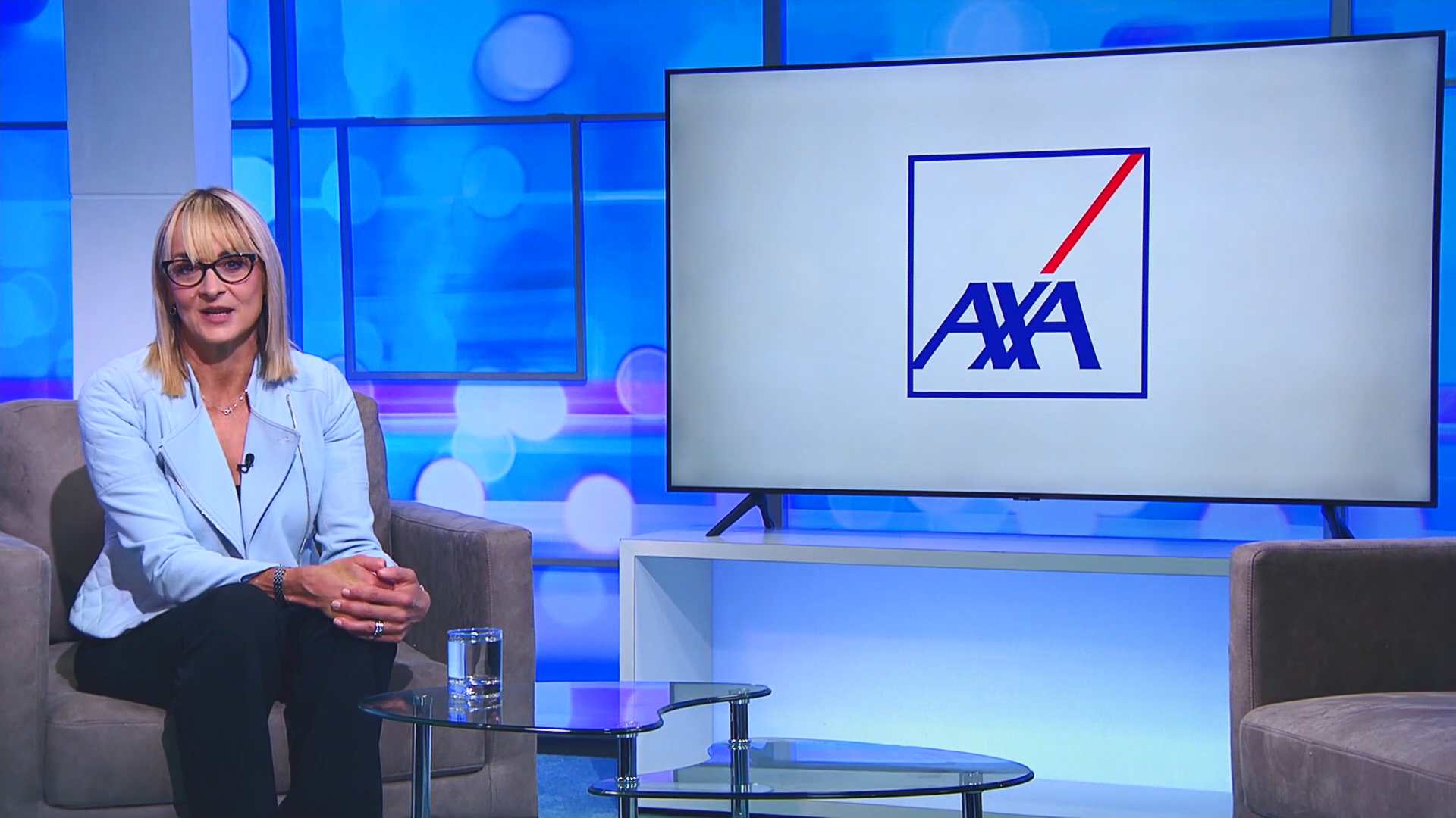 Louise Minchin presenting 'Menopause - Continuing the Conversation' from the ITN London Studio featuring sponsored editorial profiles of AXA employees