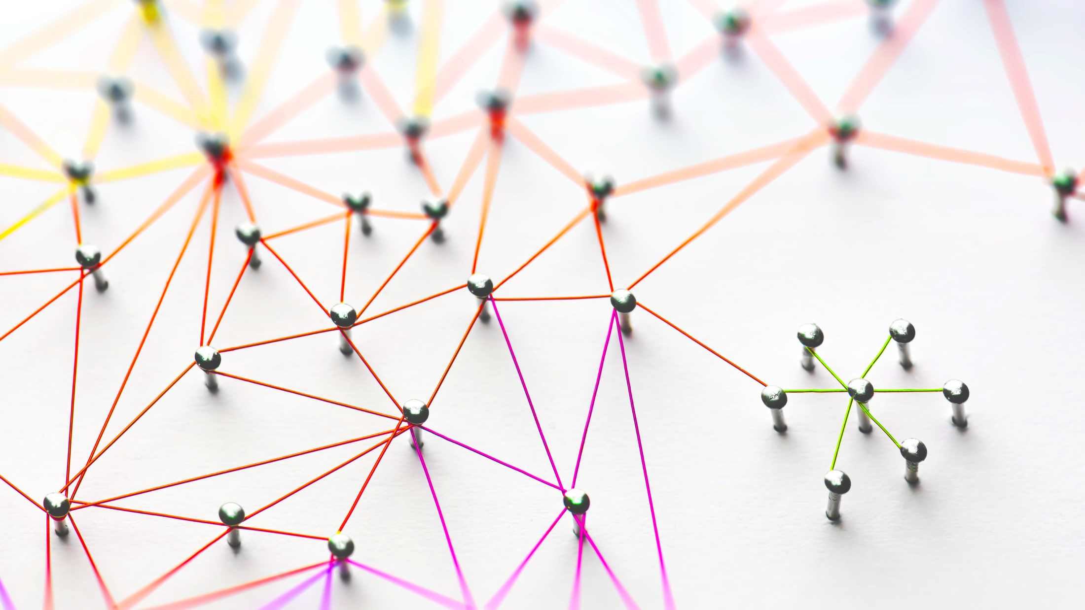 Coloured string connected in a network