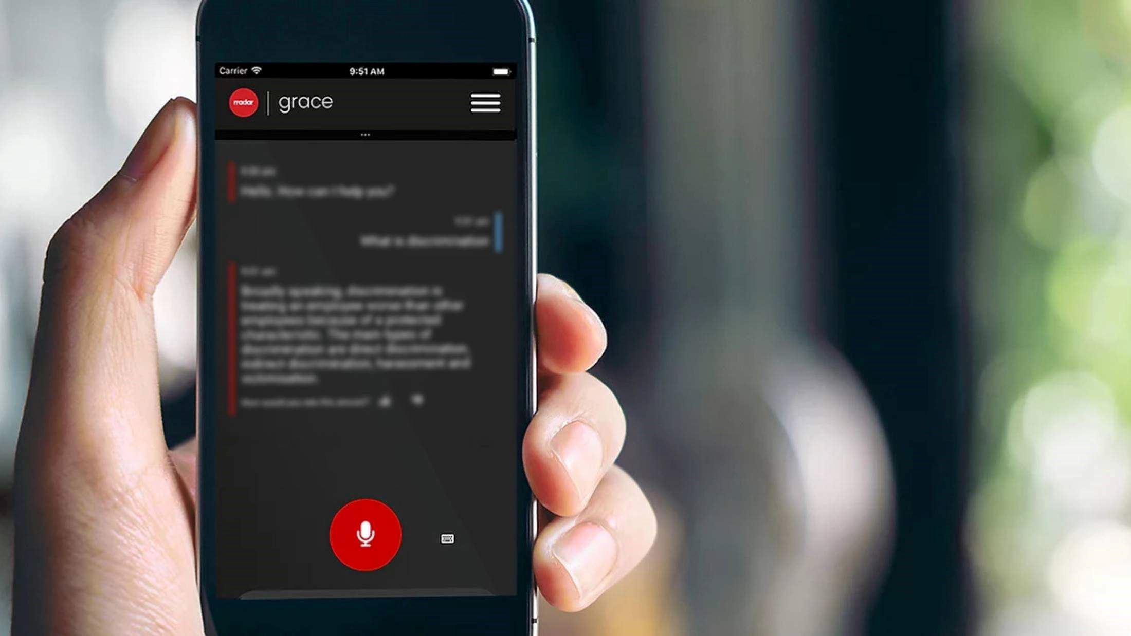 Smartphone with Grace app loaded