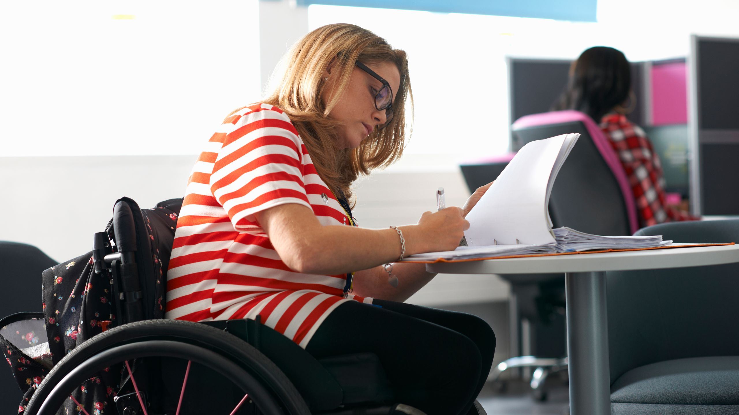 Woman in wheelchair