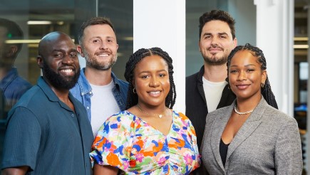 Judges for the AXA Startup Angel competition 2024 and Olivia stood together